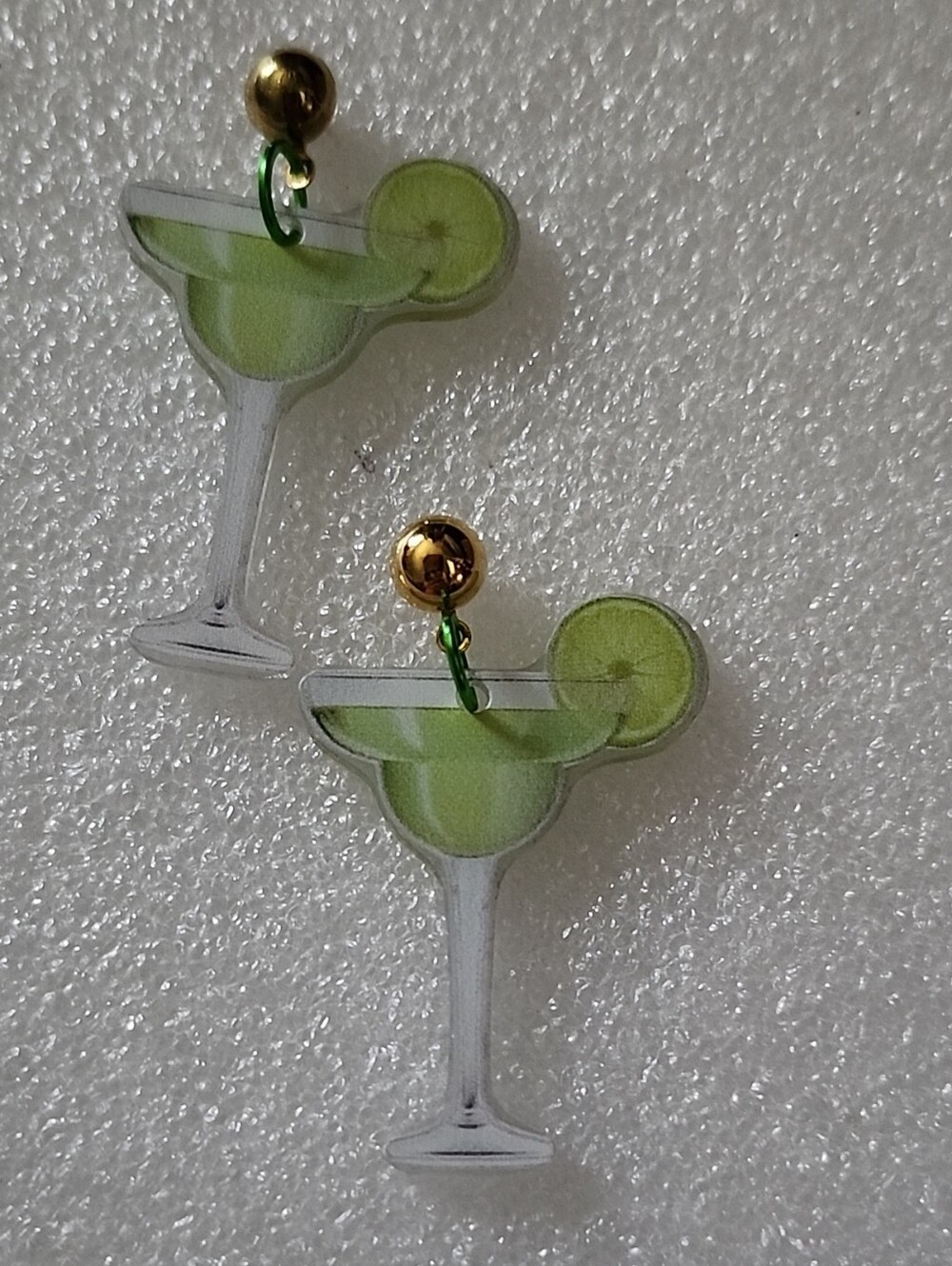 Hand Crafted Lime Cocktail Drop Earrings - Green & Gold